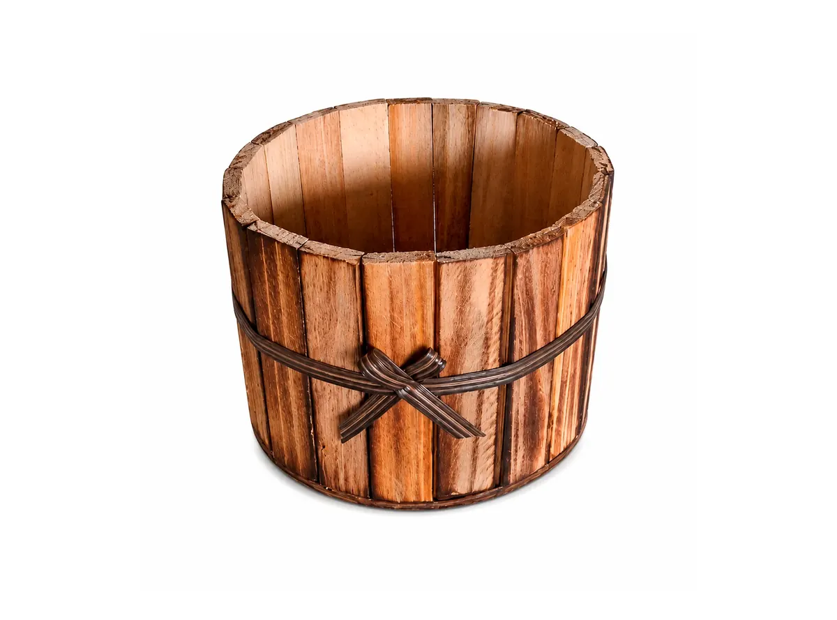 Cachepos de Madeira com Laço