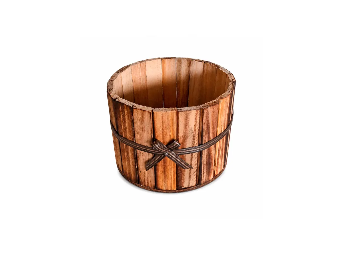 Cachepos de Madeira com Laço